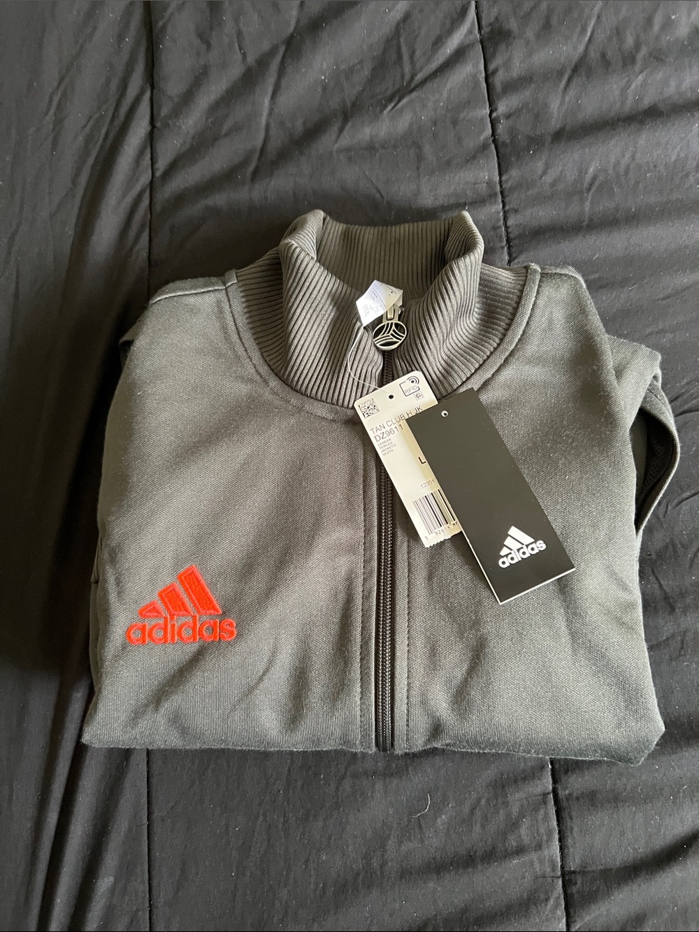 adidas Gray Bomber Jacket with Red Logo